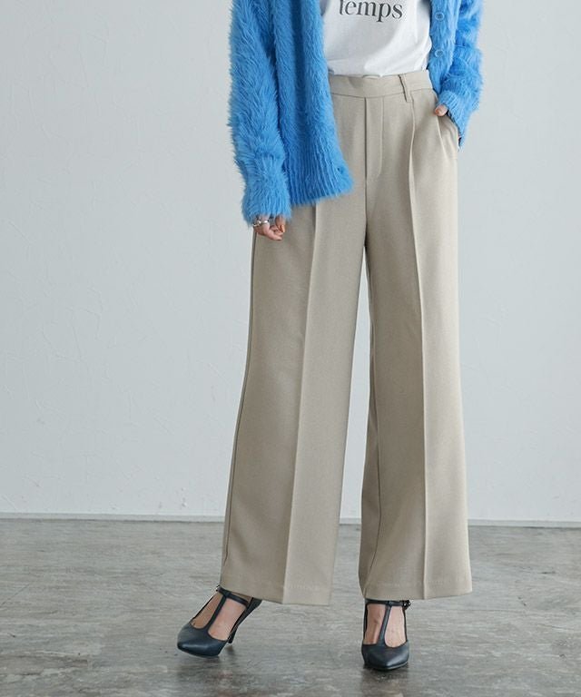 【ピエロ/Pierrot】のウールライクタックワイドパンツ インテリア・キッズ・メンズ・レディースファッション・服の通販 founy(ファウニー) 　ファッション　Fashion　レディースファッション　Fashion for Women　パンツ　Pants & Trousers　シンプル　Simple, Minimal　センター　Center, Center Line　プチプライス・低価格　Affordable / Budget Price　エレガント 上品　Elegant　ライトグレージュ|ID: prp329100004973286 ipo3291000000037289479
