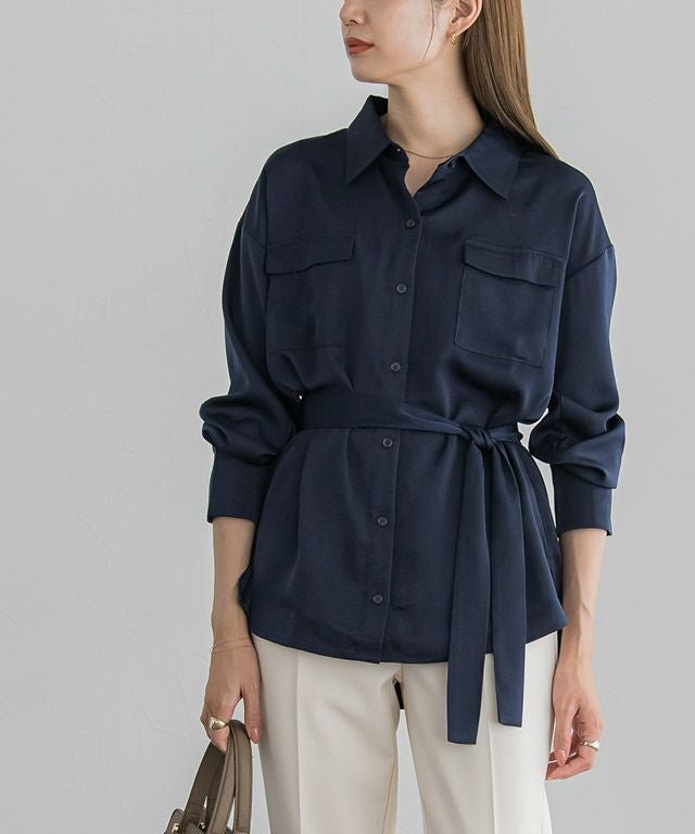【ピエロ/Pierrot】のベルト付きシャツ インテリア・キッズ・メンズ・レディースファッション・服の通販 founy(ファウニー) https://founy.com/ ファッション Fashion レディースファッション Fashion for Women トップス・カットソー Cut & Sew Tops シャツ・ブラウス・オフィスカジュアル Elegant Blouses & Button-Ups ベルト&ウエストマーク Belts & Waist Accessories プチプライス・低価格 Affordable / Budget Price ポケット Pocket, Pocket Detail リボン Ribbon, Bow エレガント 上品 Elegant |ID: prp329100004973297 ipo3291000000037289535