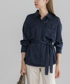 【ピエロ/Pierrot】のベルト付きシャツ 大人の最旬トレンドファッション＆コーディネート founy(ファウニー) ファッション Fashion レディースファッション Fashion for Women トップス・カットソー Cut & Sew Tops シャツ・ブラウス・オフィスカジュアル Elegant Blouses & Button-Ups ベルト&ウエストマーク Belts & Waist Accessories プチプライス・低価格 Affordable / Budget Price ポケット Pocket, Pocket Detail リボン Ribbon, Bow エレガント 上品 Elegant thumbnail ネイビー|ID: prp329100004973297 ipo3291000000037289536