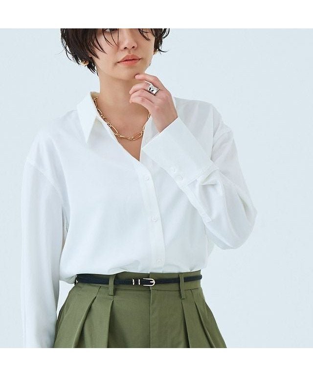 【ピエロ/Pierrot】のRASW サテンベーシックシャツ インテリア・キッズ・メンズ・レディースファッション・服の通販 founy(ファウニー) 　ファッション　Fashion　レディースファッション　Fashion for Women　トップス・カットソー　Cut & Sew Tops　シャツ・ブラウス・オフィスカジュアル　Elegant Blouses & Button-Ups　カフス　Cuff Design　サテン　Satin, Glossy Fabric　シンプル　Simple, Minimal　プチプライス・低価格　Affordable / Budget Price　ベーシック　Basic, Essential　ラウンド　Round, Round Neck　ロング　Long, Long-Length　オフホワイト|ID: prp329100004973302 ipo3291000000037289553