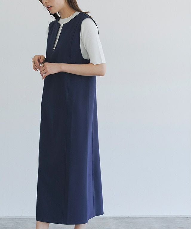 【ピエロ/Pierrot】の【アウトレットSALE!】2wayパールデザインジャンパースカート インテリア・キッズ・メンズ・レディースファッション・服の通販 founy(ファウニー) 　ファッション　Fashion　レディースファッション　Fashion for Women　スカート　Skirts　アウトレット　Outlet / Clearance　インナー　Innerwear　ストレッチ　Stretch, Stretchy Fabric　トレンド　Trend, Trending Now　ノースリーブ　Sleeveless, No-Sleeve　パール　Pearl, Pearl Accent　プチプライス・低価格　Affordable / Budget Price　長袖　Long Sleeve, Full Sleeve　ネイビー|ID: prp329100004973328 ipo3291000000037289658