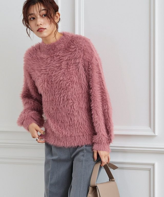 【ピエロ/Pierrot】のシャギーボリュームスリーブニット インテリア・キッズ・メンズ・レディースファッション・服の通販 founy(ファウニー) 　ファッション　Fashion　レディースファッション　Fashion for Women　トップス・カットソー　Cut & Sew Tops　ニット　Knit Tops & Sweaters　ボリューム袖・フリルスリーブブラウス　Voluminous & Ruffle Sleeves / Puffy Sleeve Tops　おすすめ　Recommended / Our Picks　シンプル　Simple, Minimal　タートルネック　Turtleneck, High Neck　トレンド　Trend, Trending Now　ハイネック　High Neck, Mock Neck　フェミニン　Feminine, Girly　プチプライス・低価格　Affordable / Budget Price　ピンク|ID: prp329100004973336 ipo3291000000037289691