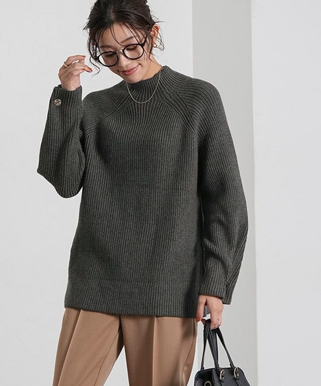 【ピエロ/Pierrot】のハイネックボタンスリーブチュニックニット インテリア・キッズ・メンズ・レディースファッション・服の通販 founy(ファウニー) https://founy.com/ ファッション Fashion レディースファッション Fashion for Women トップス・カットソー Cut & Sew Tops ニット Knit Tops & Sweaters プチプライス・低価格 Affordable / Budget Price |ID: prp329100004973365 ipo3291000000037289799