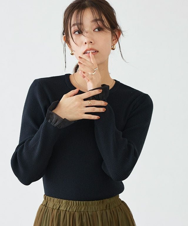 【ピエロ/Pierrot】の【アウトレットSALE!】選べる袖デザインリブニット インテリア・キッズ・メンズ・レディースファッション・服の通販 founy(ファウニー) 　ファッション　Fashion　レディースファッション　Fashion for Women　トップス・カットソー　Cut & Sew Tops　ニット　Knit Tops & Sweaters　アウトレット　Outlet / Clearance　インナー　Innerwear　シアー　Sheer, See-Through　シンプル　Simple, Minimal　トレンド　Trend, Trending Now　フェミニン　Feminine, Girly　フリル　Frill, Ruffle　フレア　Flare, Flared　プチプライス・低価格　Affordable / Budget Price　エレガント 上品　Elegant　167cm / ブラック / シアーフリル袖 / M|ID: prp329100004973370 ipo3291000000037289822