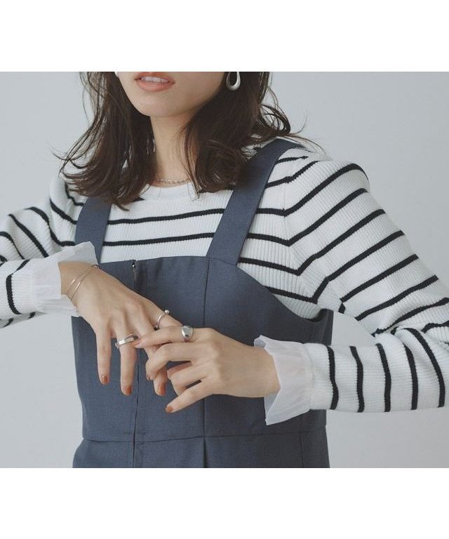 【ピエロ/Pierrot】の【アウトレットSALE!】選べる袖デザインリブニット インテリア・キッズ・メンズ・レディースファッション・服の通販 founy(ファウニー) 　ファッション　Fashion　レディースファッション　Fashion for Women　トップス・カットソー　Cut & Sew Tops　ニット　Knit Tops & Sweaters　アウトレット　Outlet / Clearance　インナー　Innerwear　シアー　Sheer, See-Through　シンプル　Simple, Minimal　トレンド　Trend, Trending Now　フェミニン　Feminine, Girly　フリル　Frill, Ruffle　フレア　Flare, Flared　プチプライス・低価格　Affordable / Budget Price　エレガント 上品　Elegant　167cm / ボーダー / シアーフリル袖 / M|ID: prp329100004973370 ipo3291000000037289827
