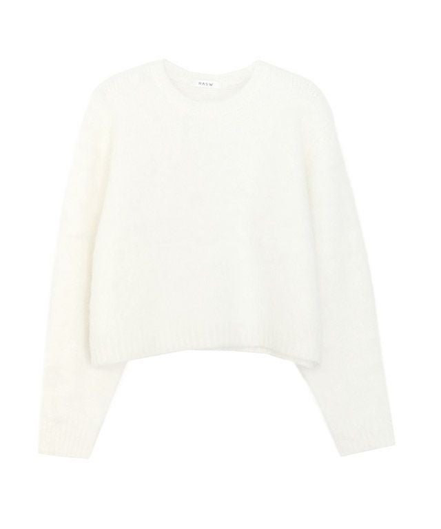 【ピエロ/Pierrot】のRASW モヘアタッチクロップドニット インテリア・キッズ・メンズ・レディースファッション・服の通販 founy(ファウニー) 　ファッション　Fashion　レディースファッション　Fashion for Women　トップス・カットソー　Cut & Sew Tops　ニット　Knit Tops & Sweaters　おすすめ　Recommended / Our Picks　カットソー　Cut and Sewn Top　クロップド　Cropped, Short Length　コンパクト　Compact, Small Size　バランス　Balance, Style Balance　プチプライス・低価格　Affordable / Budget Price　ベーシック　Basic, Essential　ホワイト|ID: prp329100004973397 ipo3291000000037289933