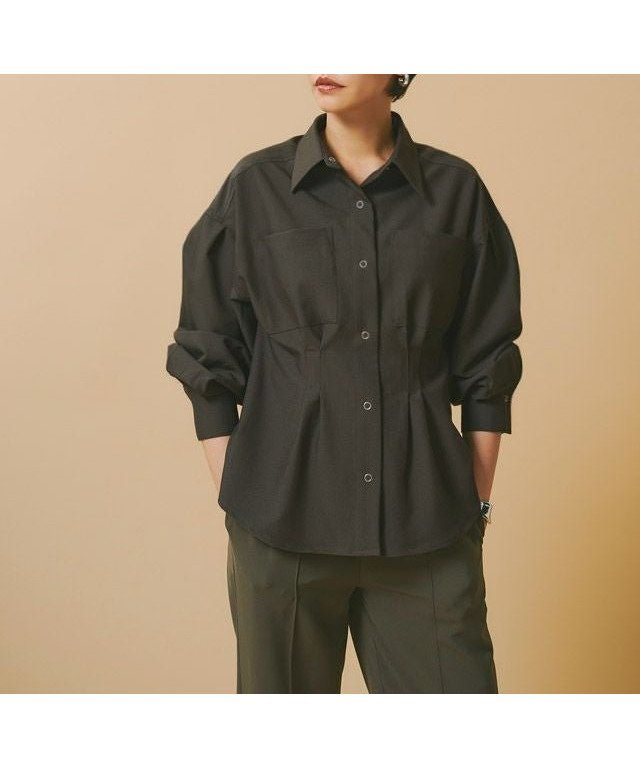 【ピエロ/Pierrot】のRASW ウエストタックシャツ インテリア・キッズ・メンズ・レディースファッション・服の通販 founy(ファウニー) 　ファッション　Fashion　レディースファッション　Fashion for Women　トップス・カットソー　Cut & Sew Tops　シャツ・ブラウス・オフィスカジュアル　Elegant Blouses & Button-Ups　シルバー　Silver, Metallic Silver　スクエア　Square, Square Shape　プチプライス・低価格　Affordable / Budget Price　ポケット　Pocket, Pocket Detail　エレガント 上品　Elegant　165cm / ダークブラウン / M|ID: prp329100004973441 ipo3291000000037290122