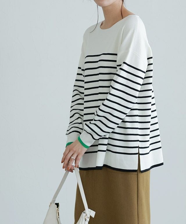 【ピエロ/Pierrot】のバイカラーリブボーダーニット インテリア・キッズ・メンズ・レディースファッション・服の通販 founy(ファウニー) https://founy.com/ ファッション Fashion レディースファッション Fashion for Women トップス・カットソー Cut & Sew Tops ニット Knit Tops & Sweaters プチプライス・低価格 Affordable / Budget Price エレガント 上品 Elegant |ID: prp329100004973442 ipo3291000000037290123