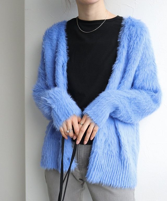 【ピエロ/Pierrot】のシャギーニットカーディガン インテリア・キッズ・メンズ・レディースファッション・服の通販 founy(ファウニー) 　ファッション　Fashion　レディースファッション　Fashion for Women　トップス・カットソー　Cut & Sew Tops　ニット　Knit Tops & Sweaters　カーディガン・羽織り　Layered Style Cardigans　シンプル　Simple, Minimal　トレンド　Trend, Trending Now　プチプライス・低価格　Affordable / Budget Price　ベーシック　Basic, Essential　ブルー|ID: prp329100004973452 ipo3291000000037290166