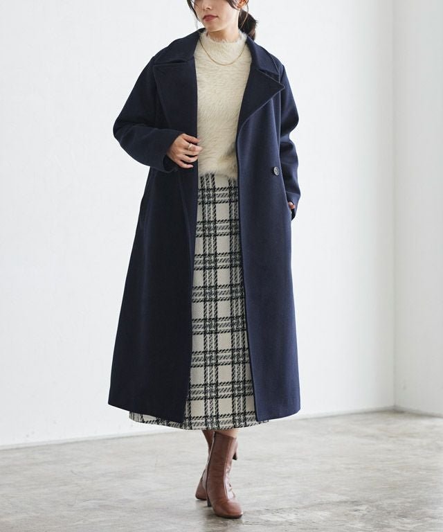 【ピエロ/Pierrot】のメルトンステンカラーロングコート インテリア・キッズ・メンズ・レディースファッション・服の通販 founy(ファウニー) 　ファッション　Fashion　レディースファッション　Fashion for Women　アウター　Coat / Outerwear Collection　コート・ロングコート・ピーコート　Long Coats, Peacoats & More　レディースジャケット・軽アウター　Jackets　スタイリッシュ　Stylish, Fashionable　プチプライス・低価格　Affordable / Budget Price　メルトン　Melton, Heavy Wool　ロング　Long, Long-Length　エレガント 上品　Elegant　ネイビー|ID: prp329100004973467 ipo3291000000037290220