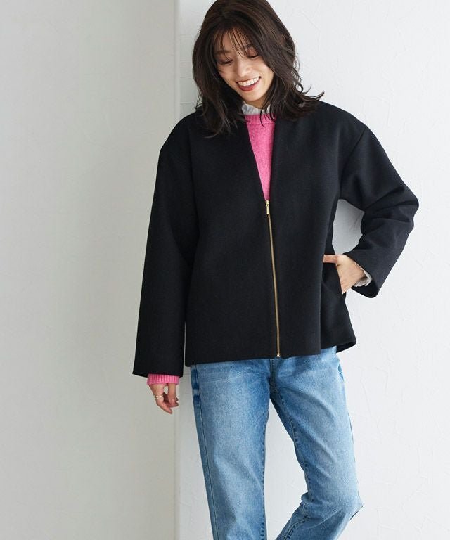 【ピエロ/Pierrot】のメルトンVネックノーカラーショートコート 大人の最旬トレンドファッション＆コーディネート founy(ファウニー) 　ファッション　Fashion　レディースファッション　Fashion for Women　アウター　Coat / Outerwear Collection　コート・ロングコート・ピーコート　Long Coats, Peacoats & More　レディースジャケット・軽アウター　Jackets　おすすめ　Recommended / Our Picks　ショート　Short, Short Length　シンプル　Simple, Minimal　タートルネック　Turtleneck, High Neck　プチプライス・低価格　Affordable / Budget Price　メルトン　Melton, Heavy Wool　エレガント 上品　Elegant　 other-1|ID: prp329100004973469 ipo3291000000037290228
