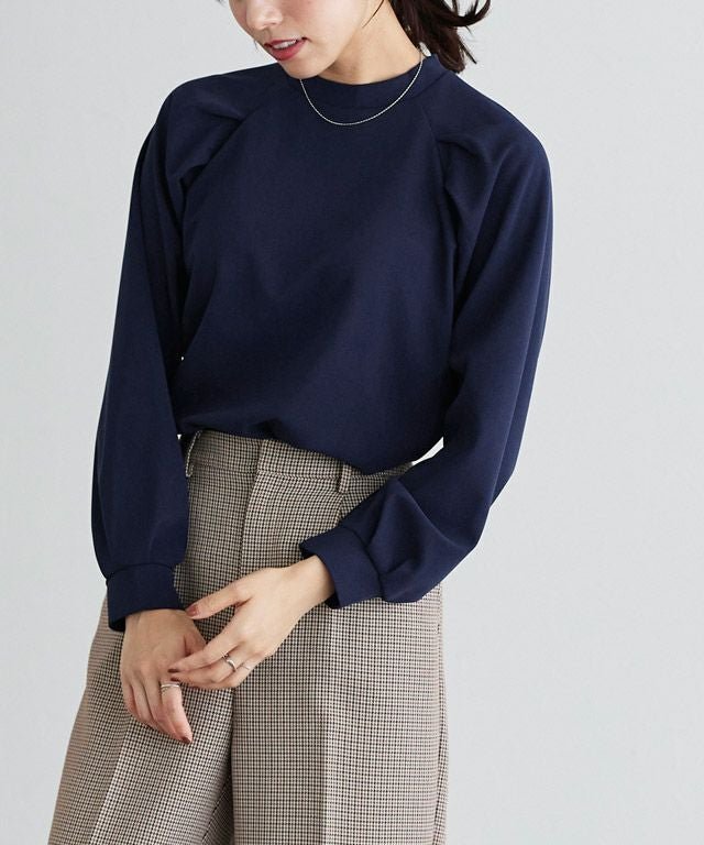 【ピエロ/Pierrot】のラグランタックTブラウス インテリア・キッズ・メンズ・レディースファッション・服の通販 founy(ファウニー) 　ファッション　Fashion　レディースファッション　Fashion for Women　トップス・カットソー　Cut & Sew Tops　シャツ・ブラウス・オフィスカジュアル　Elegant Blouses & Button-Ups　カットソー　Cut and Sewn Top　ジョーゼット　Georgette, Semi-Sheer Fabric　バランス　Balance, Style Balance　プチプライス・低価格　Affordable / Budget Price　ネイビー|ID: prp329100004973487 ipo3291000000037290292