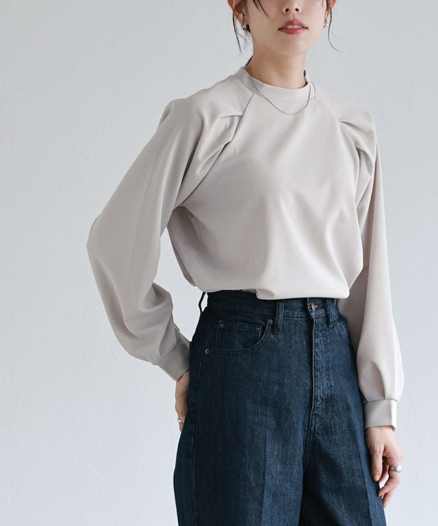 【ピエロ/Pierrot】のラグランタックTブラウス インテリア・キッズ・メンズ・レディースファッション・服の通販 founy(ファウニー) 　ファッション　Fashion　レディースファッション　Fashion for Women　トップス・カットソー　Cut & Sew Tops　シャツ・ブラウス・オフィスカジュアル　Elegant Blouses & Button-Ups　カットソー　Cut and Sewn Top　ジョーゼット　Georgette, Semi-Sheer Fabric　バランス　Balance, Style Balance　プチプライス・低価格　Affordable / Budget Price　グレー|ID: prp329100004973487 ipo3291000000037290294