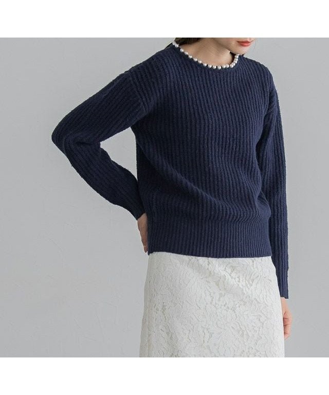 【ピエロ/Pierrot】のパールネックニット インテリア・キッズ・メンズ・レディースファッション・服の通販 founy(ファウニー) https://founy.com/ ファッション Fashion レディースファッション Fashion for Women トップス・カットソー Cut & Sew Tops ニット Knit Tops & Sweaters パール Pearl, Pearl Accent プチプライス・低価格 Affordable / Budget Price 畦 Ribbed Knit |ID: prp329100004973515 ipo3291000000037290404