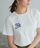 【ピエロ/Pierrot】のシルケット刺繍Tシャツ オフホワイト×ネイビー|ID: prp329100004973527 ipo3291000000037290463