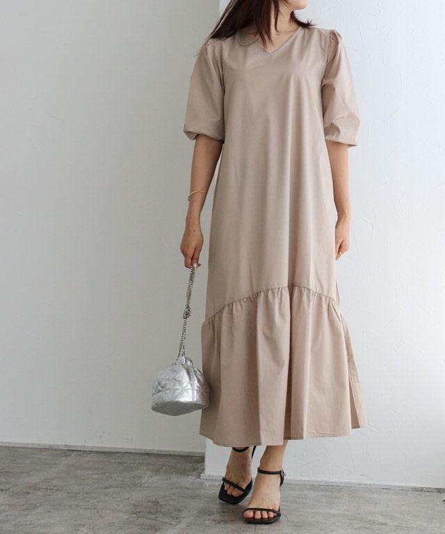 【ピエロ/Pierrot】の2wayパフスリーブワンピース インテリア・キッズ・メンズ・レディースファッション・服の通販 founy(ファウニー) 　ファッション　Fashion　レディースファッション　Fashion for Women　ワンピース　Dresses　スリーブ　Sleeve, Long Sleeve / Short Sleeve　プチプライス・低価格　Affordable / Budget Price　ベージュ|ID: prp329100004973528 ipo3291000000037290467