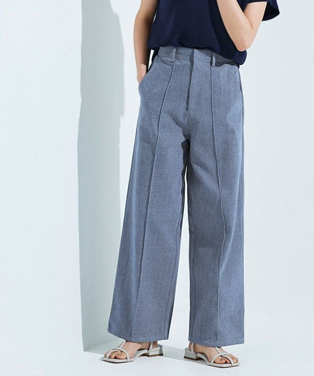 【ピエロ/Pierrot】のRASW ピンタックスラックスデニムパンツ インテリア・キッズ・メンズ・レディースファッション・服の通販 founy(ファウニー) 　ファッション　Fashion　レディースファッション　Fashion for Women　パンツ　Pants & Trousers　デニムパンツ・ジーンズ・美脚デニム　Denim Jeans & Pants　ストレート　Straight, Straight Cut　スラックス　Slacks, Dress Pants　センター　Center, Center Line　デニム　Denim, Jeans Material　パターン　Pattern, Design Print　プチプライス・低価格　Affordable / Budget Price　エレガント 上品　Elegant　ブルー|ID: prp329100004973537 ipo3291000000037290501