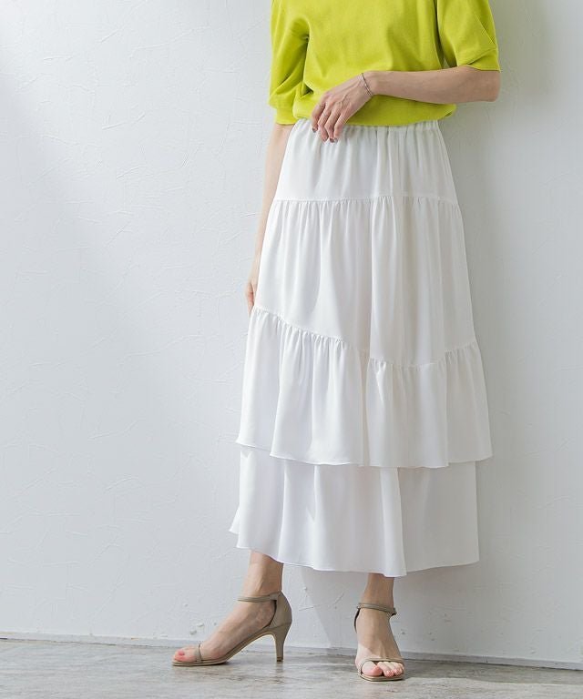 【ピエロ/Pierrot】の【B会場】アシンメトリーティアードスカート インテリア・キッズ・メンズ・レディースファッション・服の通販 founy(ファウニー) 　ファッション　Fashion　レディースファッション　Fashion for Women　スカート　Skirts　ティアードスカート　Tiered Skirts　フェミニン　Feminine, Girly　プチプライス・低価格　Affordable / Budget Price　オフホワイト|ID: prp329100004973544 ipo3291000000037290528