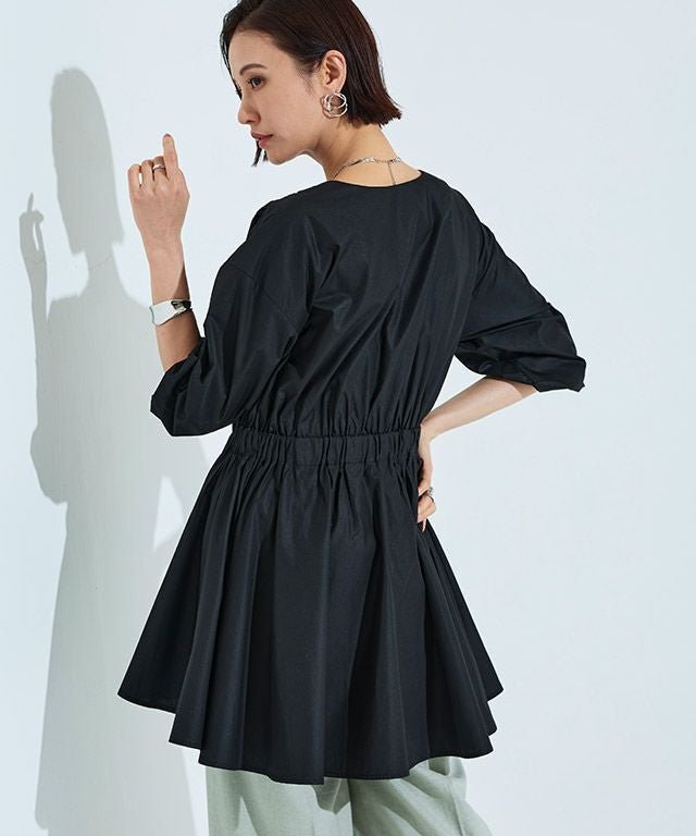 【ピエロ/Pierrot】のRASW ウエストギャザーチュニック インテリア・キッズ・メンズ・レディースファッション・服の通販 founy(ファウニー) 　ファッション　Fashion　レディースファッション　Fashion for Women　トップス・カットソー　Cut & Sew Tops　ギャザー　Gathered, Ruffled　フレア　Flare, Flared　プチプライス・低価格　Affordable / Budget Price　ブラック|ID: prp329100004973573 ipo3291000000037290640