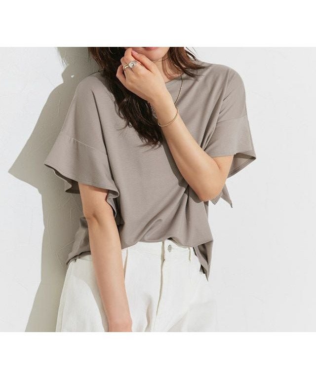 【ピエロ/Pierrot】の接触冷感フレアスリーブTシャツ インテリア・キッズ・メンズ・レディースファッション・服の通販 founy(ファウニー) 　ファッション　Fashion　レディースファッション　Fashion for Women　トップス・カットソー　Cut & Sew Tops　シャツ・ブラウス・オフィスカジュアル　Elegant Blouses & Button-Ups　ロングTシャツ・Tシャツ　Longline T-Shirts & Tees　送料無料　Free Shipping　インナー　Innerwear　カットソー　Cut and Sewn Top　サロペット　Overalls, Salopette　スリーブ　Sleeve, Long Sleeve / Short Sleeve　フレア　Flare, Flared　プチプライス・低価格　Affordable / Budget Price　エレガント 上品　Elegant　166cm / モカグレージュ / M|ID: prp329100004973597 ipo3291000000037290734