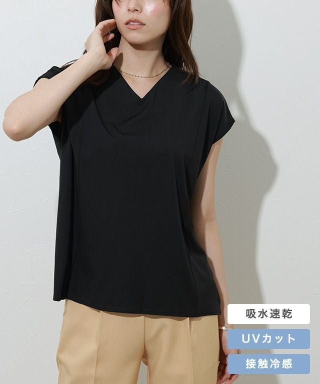 【ピエロ/Pierrot】の接触冷感フレンチスリーブカットソー 大人の最旬トレンドファッション＆コーディネート founy(ファウニー) 　ファッション　Fashion　レディースファッション　Fashion for Women　トップス・カットソー　Cut & Sew Tops　カットソー・ベーシックTシャツ　Cut-and-Sewn Tops / Stretch Tees & Basics　送料無料　Free Shipping　カットソー　Cut and Sewn Top　シンプル　Simple, Minimal　プチプライス・低価格　Affordable / Budget Price　エレガント 上品　Elegant　 other-1|ID: prp329100004973602 ipo3291000000037290755