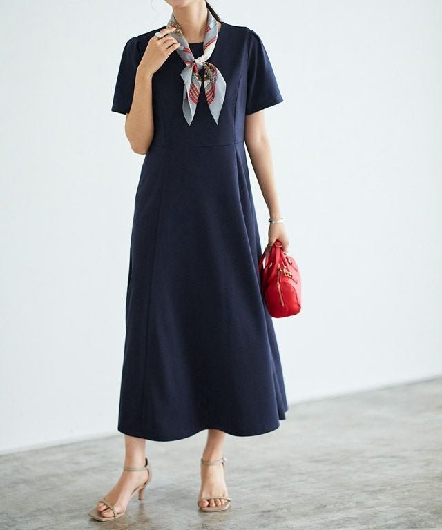 【ピエロ/Pierrot】のポンチAラインワンピース インテリア・キッズ・メンズ・レディースファッション・服の通販 founy(ファウニー) 　ファッション　Fashion　レディースファッション　Fashion for Women　ワンピース　Dresses　Aラインワンピース・フレアシルエット　A-Line Dresses / Flared Silhouette Dresses　プチプライス・低価格　Affordable / Budget Price　ネイビー|ID: prp329100004973609 ipo3291000000037290789