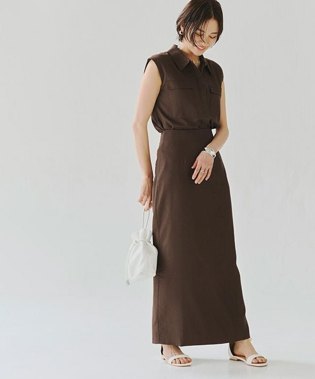 【ピエロ/Pierrot】のRASW リネンフレンチシャツスカートセットアップ インテリア・キッズ・メンズ・レディースファッション・服の通販 founy(ファウニー) 　ファッション　Fashion　レディースファッション　Fashion for Women　セットアップ　Matching Sets　スカート・ミニ/ミディ/マキシ　Skirts / Mini, Midi & Maxi Skirts　スーツ　Business Suits & Workwear　スーツスカート・ビジネス用スカート　Suit Skirts / Office Skirts　スーツセット・2点セット・レディーススーツ　Suit Sets / 2-Piece Suits / Office Suit Sets　送料無料　Free Shipping　スリット　Slit, Slit Detail　スーツ　Suit, Formalwear　プチプライス・低価格　Affordable / Budget Price　ポケット　Pocket, Pocket Detail　リネン　Linen, Linen Fabric　ロング　Long, Long-Length　ワーク　Workwear, Utility Style　エレガント 上品　Elegant　夏　Summer　ブラウン|ID: prp329100004973620 ipo3291000000037290831