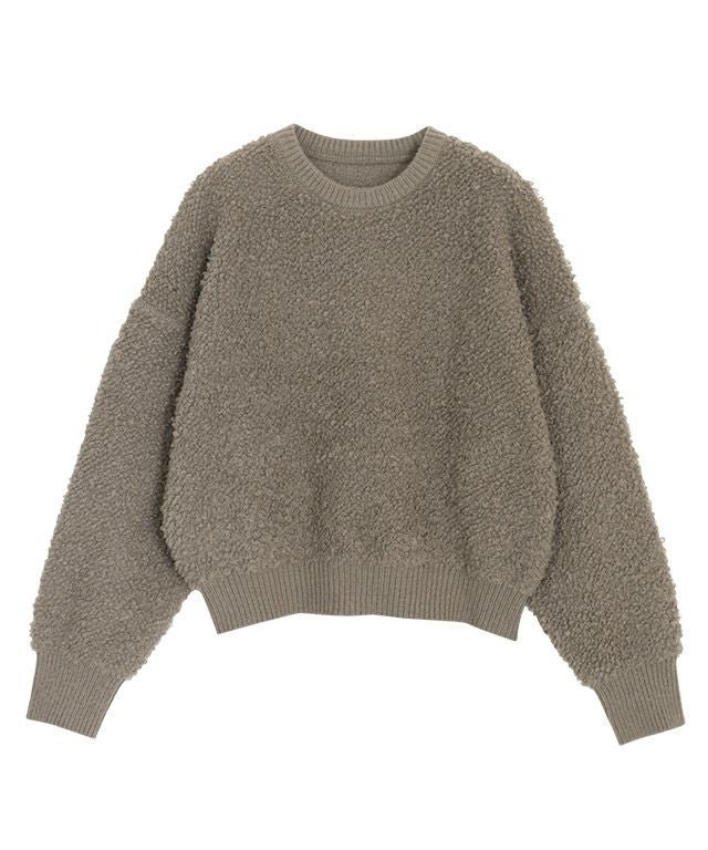 【ピエロ/Pierrot】のクルーネックプードルニット インテリア・キッズ・メンズ・レディースファッション・服の通販 founy(ファウニー) 　ファッション　Fashion　レディースファッション　Fashion for Women　トップス・カットソー　Cut & Sew Tops　ニット　Knit Tops & Sweaters　コンパクト　Compact, Small Size　シンプル　Simple, Minimal　プチプライス・低価格　Affordable / Budget Price　ルーズ　Loose, Oversized　ループ　Loop, Loop Knit　モカ|ID: prp329100004973643 ipo3291000000037290920
