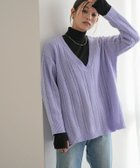 【ピエロ/Pierrot】のケーブル柄深Vネックニット 大人の最旬トレンドファッション＆コーディネート founy(ファウニー) ファッション Fashion レディースファッション Fashion for Women トップス・カットソー Cut & Sew Tops ニット Knit Tops & Sweaters Vネックトップス V-Neck Tops / V-Cut Neckline Shirts カットソー Cut and Sewn Top シンプル Simple, Minimal タートルネック Turtleneck, High Neck プチプライス・低価格 Affordable / Budget Price 冬 Winter / This Winter thumbnail ラベンダー|ID: prp329100004973644 ipo3291000000037290925