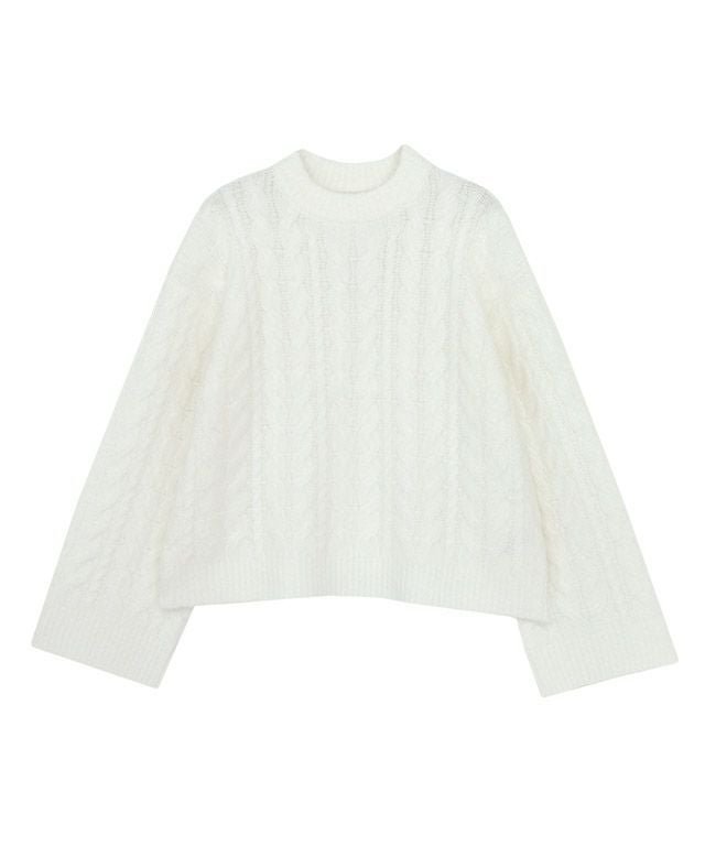 【ピエロ/Pierrot】のRASW モヘア混ワイドスリーブケーブルニット インテリア・キッズ・メンズ・レディースファッション・服の通販 founy(ファウニー) 　ファッション　Fashion　レディースファッション　Fashion for Women　トップス・カットソー　Cut & Sew Tops　ニット　Knit Tops & Sweaters　おすすめ　Recommended / Our Picks　ショート　Short, Short Length　スリーブ　Sleeve, Long Sleeve / Short Sleeve　バランス　Balance, Style Balance　プチプライス・低価格　Affordable / Budget Price　ワイド　Wide, Wide Fit　オフホワイト|ID: prp329100004973652 ipo3291000000037290954