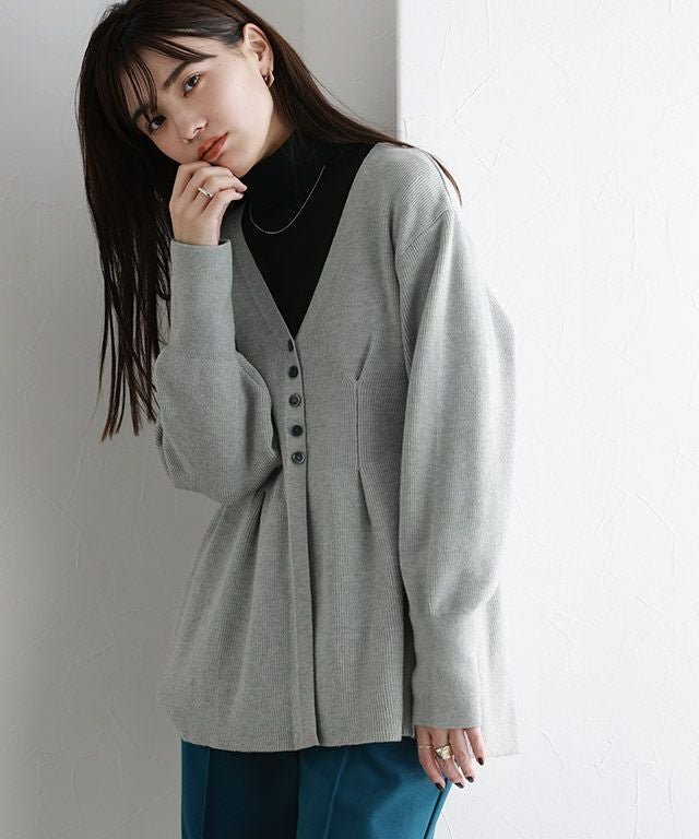 【ピエロ/Pierrot】のウエストタックカーディガン インテリア・キッズ・メンズ・レディースファッション・服の通販 founy(ファウニー) 　ファッション　Fashion　レディースファッション　Fashion for Women　トップス・カットソー　Cut & Sew Tops　カーディガン・羽織り　Layered Style Cardigans　シェイプ　Shape, Slim Fit　スリーブ　Sleeve, Long Sleeve / Short Sleeve　プチプライス・低価格　Affordable / Budget Price　杢グレー|ID: prp329100004973660 ipo3291000000037290987