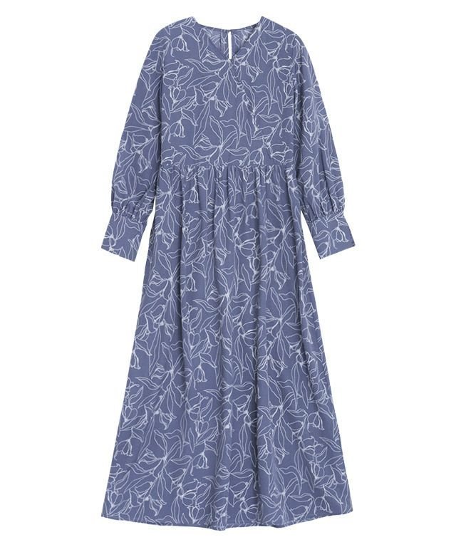 【ピエロ/Pierrot】のカシュクール風花柄ワンピース インテリア・キッズ・メンズ・レディースファッション・服の通販 founy(ファウニー) 　ファッション　Fashion　レディースファッション　Fashion for Women　ワンピース　Dresses　カシュクール　Wrap Design　カフス　Cuff Design　スリット　Slit, Slit Detail　フレア　Flare, Flared　プチプライス・低価格　Affordable / Budget Price　グレイッシュブルー|ID: prp329100004973673 ipo3291000000037291035