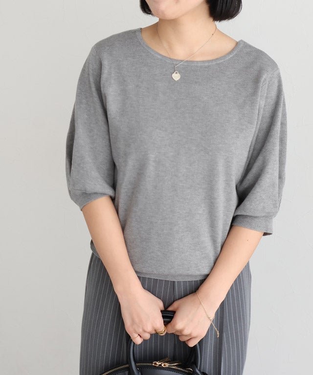 【ピエロ/Pierrot】の2wayパフハーフスリーブニット インテリア・キッズ・メンズ・レディースファッション・服の通販 founy(ファウニー) 　ファッション　Fashion　レディースファッション　Fashion for Women　トップス・カットソー　Cut & Sew Tops　ニット　Knit Tops & Sweaters　シルク　Silk, 100% Silk　シンプル　Simple, Minimal　スリーブ　Sleeve, Long Sleeve / Short Sleeve　ワイド　Wide, Wide Fit　プチプライス・低価格　Affordable / Budget Price　エレガント 上品　Elegant　150cm / 杢グレー / M|ID: prp329100004973686 ipo3291000000037291090