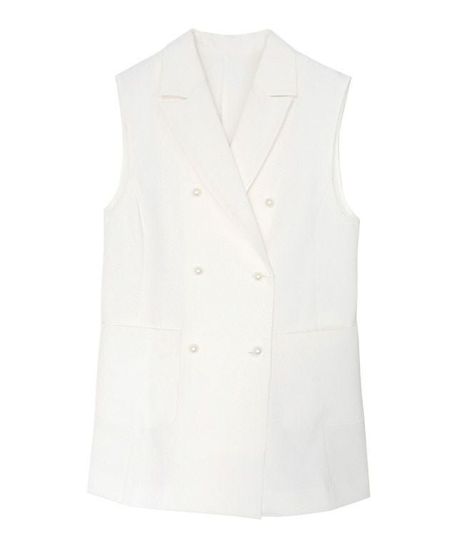 【ピエロ/Pierrot】のパールボタンジレ インテリア・キッズ・メンズ・レディースファッション・服の通販 founy(ファウニー) 　ファッション　Fashion　レディースファッション　Fashion for Women　アウター　Coat / Outerwear Collection　トップス・カットソー　Cut & Sew Tops　ベスト&ジレ / 重ね着スタイル　Vests & Gilets　ジョーゼット　Georgette, Semi-Sheer Fabric　パール　Pearl, Pearl Accent　プチプライス・低価格　Affordable / Budget Price　エレガント 上品　Elegant　オフホワイト|ID: prp329100004973699 ipo3291000000037291141