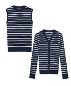【ピエロ/Pierrot】の【アウトレットSALE!】ノースリーブリブニットアンサンブル 大人の最旬トレンドファッション＆コーディネート founy(ファウニー) ファッション Fashion レディースファッション Fashion for Women トップス・カットソー Cut & Sew Tops ニット Knit Tops & Sweaters アンサンブルニット Knit Ensembles & Twin Sets キャミソール&ノースリーブ Camisoles & Sleeveless Tops アウトレット Outlet / Clearance アンサンブル Ensemble Set インナー Innerwear カーディガン Cardigan, Knitwear トレンド Trend, Trending Now ノースリーブ Sleeveless, No-Sleeve プチプライス・低価格 Affordable / Budget Price エレガント 上品 Elegant 夏 Summer thumbnail ネイビー×オフホワイト|ID: prp329100004973707 ipo3291000000037291171