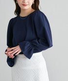 【ピエロ/Pierrot】の【アウトレットSALE!】バックボタンキャンディスリーブTブラウス ネイビー|ID: prp329100004973737 ipo3291000000037291283