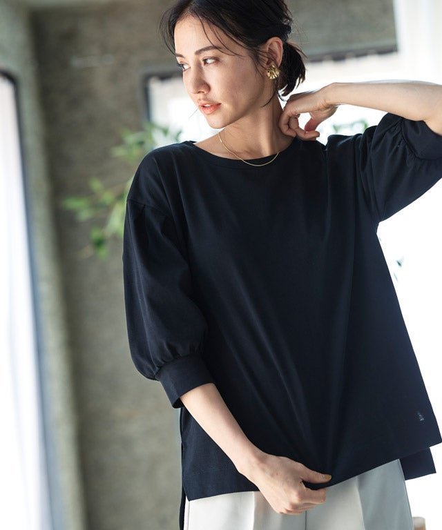 【ピエロ/Pierrot】のRASW GIZAボリュームスリーブTシャツ インテリア・キッズ・メンズ・レディースファッション・服の通販 founy(ファウニー) 　ファッション　Fashion　レディースファッション　Fashion for Women　トップス・カットソー　Cut & Sew Tops　シャツ・ブラウス・オフィスカジュアル　Elegant Blouses & Button-Ups　ロングTシャツ・Tシャツ　Longline T-Shirts & Tees　ボリューム袖・フリルスリーブブラウス　Voluminous & Ruffle Sleeves / Puffy Sleeve Tops　カフス　Cuff Design　コンパクト　Compact, Small Size　抗菌　Antibacterial, Bacteria-Resistant　シンプル　Simple, Minimal　スリット　Slit, Slit Detail　スリーブ　Sleeve, Long Sleeve / Short Sleeve　なめらか　Smooth, Silky Texture　バランス　Balance, Style Balance　プチプライス・低価格　Affordable / Budget Price　ブラック|ID: prp329100004973754 ipo3291000000037291347