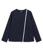 【ピエロ/Pierrot】の【アウトレットSALE!】ラインデザインラップブラウス ネイビー×オフホワイト|ID: prp329100004973784 ipo3291000000037291470