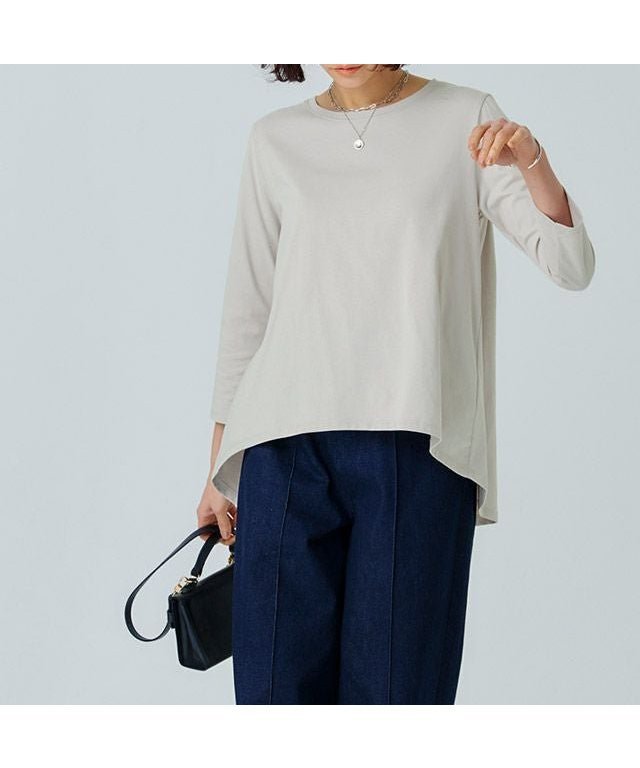 【ピエロ/Pierrot】の【アウトレットSALE!】 RASW GIZAコットンバックギャザーTシャツ インテリア・キッズ・メンズ・レディースファッション・服の通販 founy(ファウニー) 　ファッション　Fashion　レディースファッション　Fashion for Women　トップス・カットソー　Cut & Sew Tops　シャツ・ブラウス・オフィスカジュアル　Elegant Blouses & Button-Ups　ロングTシャツ・Tシャツ　Longline T-Shirts & Tees　アウトレット　Outlet / Clearance　なめらか　Smooth, Silky Texture　ギャザー　Gathered, Ruffled　シンプル　Simple, Minimal　バランス　Balance, Style Balance　フレア　Flare, Flared　フロント　Front, Front Design　プチプライス・低価格　Affordable / Budget Price　ロング　Long, Long-Length　抗菌　Antibacterial, Bacteria-Resistant　ライトグレージュ|ID: prp329100004973797 ipo3291000000037291532