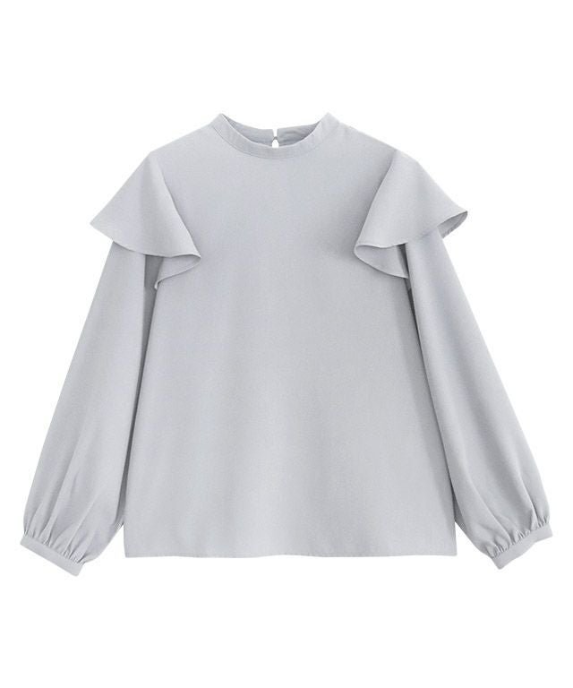 【ピエロ/Pierrot】のフレアショルダーブラウス インテリア・キッズ・メンズ・レディースファッション・服の通販 founy(ファウニー) 　ファッション　Fashion　レディースファッション　Fashion for Women　トップス・カットソー　Cut & Sew Tops　シャツ・ブラウス・オフィスカジュアル　Elegant Blouses & Button-Ups　シンプル　Simple, Minimal　ハイネック　High Neck, Mock Neck　フェミニン　Feminine, Girly　フレア　Flare, Flared　プチプライス・低価格　Affordable / Budget Price　エレガント 上品　Elegant　ライトグレー|ID: prp329100004973802 ipo3291000000037291555