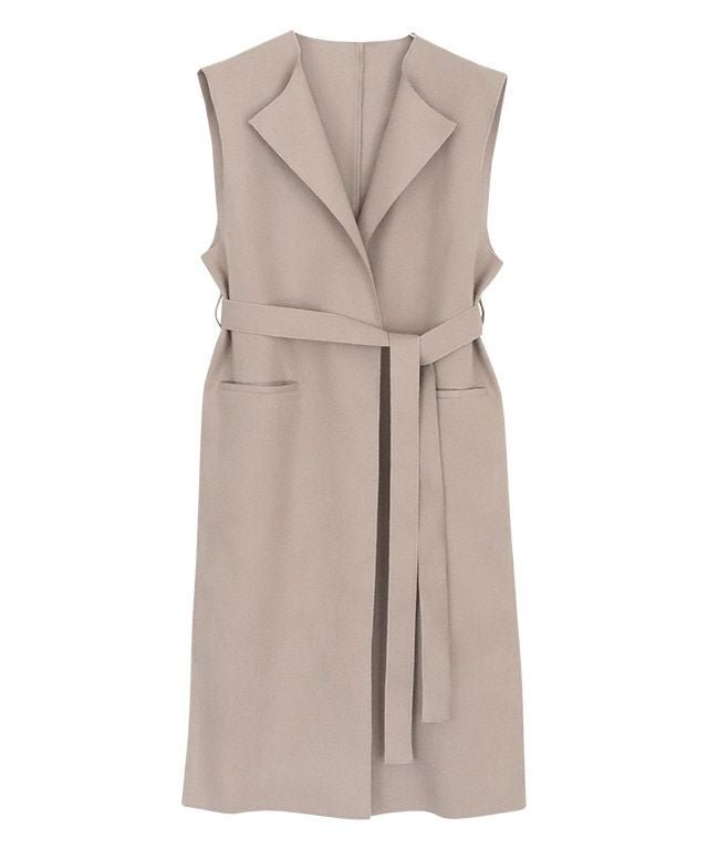 【ピエロ/Pierrot】のダブルフェイスベルト付きロングジレ インテリア・キッズ・メンズ・レディースファッション・服の通販 founy(ファウニー) 　ファッション　Fashion　レディースファッション　Fashion for Women　アウター　Coat / Outerwear Collection　レディースジャケット・軽アウター　Jackets　ベルト&ウエストマーク　Belts & Waist Accessories　インナー　Innerwear　スリット　Slit, Slit Detail　ダブル　Double, Double-Breasted　フェイス　Face, Facial Design　プチプライス・低価格　Affordable / Budget Price　グレージュ|ID: prp329100004973809 ipo3291000000037291585