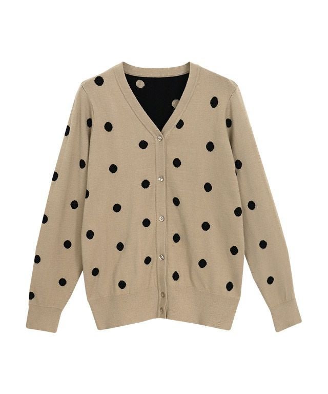 【ピエロ/Pierrot】の【アウトレットSALE!】ドットニットカーディガン インテリア・キッズ・メンズ・レディースファッション・服の通販 founy(ファウニー) 　ファッション　Fashion　レディースファッション　Fashion for Women　トップス・カットソー　Cut & Sew Tops　ニット　Knit Tops & Sweaters　カーディガン・羽織り　Layered Style Cardigans　アウトレット　Outlet / Clearance　スリーブ　Sleeve, Long Sleeve / Short Sleeve　ドット　Polka Dot, Dot Pattern　プチプライス・低価格　Affordable / Budget Price　ベージュ×ブラック|ID: prp329100004973812 ipo3291000000037291595