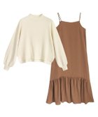 【ピエロ/Pierrot】のキャミワンピースセットハイネックニットプルオーバー アイボリー×キャメル|ID: prp329100004973831 ipo3291000000037291672