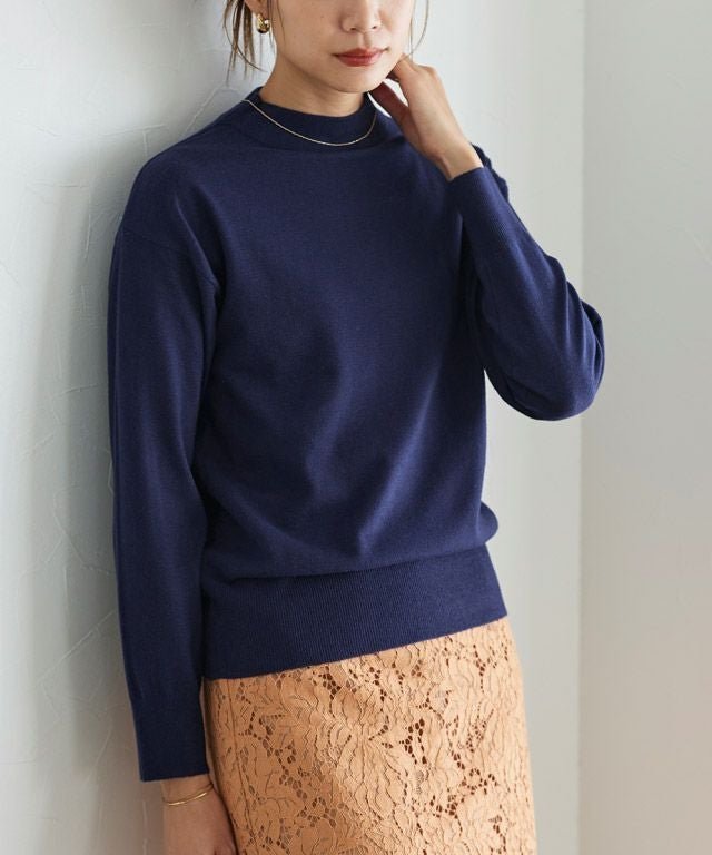 【ピエロ/Pierrot】のハイネックシンプルニット インテリア・キッズ・メンズ・レディースファッション・服の通販 founy(ファウニー) 　ファッション　Fashion　レディースファッション　Fashion for Women　トップス・カットソー　Cut & Sew Tops　ニット　Knit Tops & Sweaters　シンプル　Simple, Minimal　ハイネック　High Neck, Mock Neck　プチプライス・低価格　Affordable / Budget Price　165cm / ネイビー / M|ID: prp329100004973835 ipo3291000000037291690
