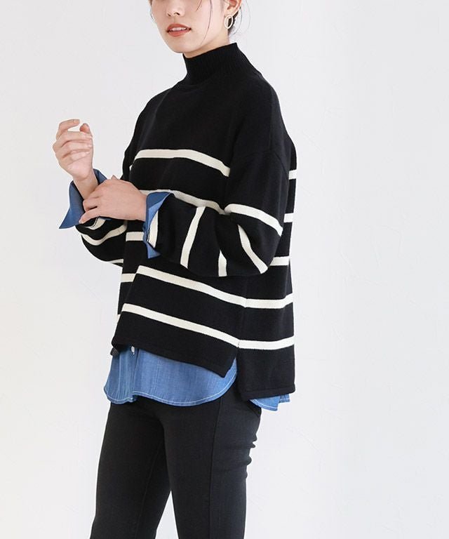 【ピエロ/Pierrot】のハイネックボーダーニット 大人の最旬トレンドファッション＆コーディネート founy(ファウニー) 　ファッション　Fashion　レディースファッション　Fashion for Women　トップス・カットソー　Cut & Sew Tops　ニット　Knit Tops & Sweaters　ハイネック　High Neck, Mock Neck　バランス　Balance, Style Balance　プチプライス・低価格　Affordable / Budget Price　ボーダー　Border, Stripe　 other-1|ID: prp329100004973840 ipo3291000000037291702