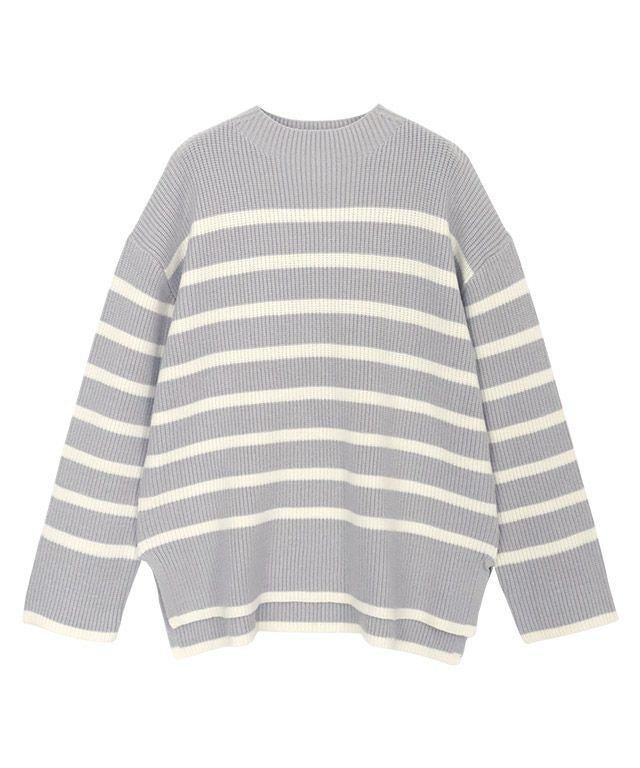 【ピエロ/Pierrot】のボトルネックパネルボーダーニット インテリア・キッズ・メンズ・レディースファッション・服の通販 founy(ファウニー) 　ファッション　Fashion　レディースファッション　Fashion for Women　トップス・カットソー　Cut & Sew Tops　ニット　Knit Tops & Sweaters　プチプライス・低価格　Affordable / Budget Price　ボーダー　Border, Stripe　グレー×アイボリー|ID: prp329100004973845 ipo3291000000037291727