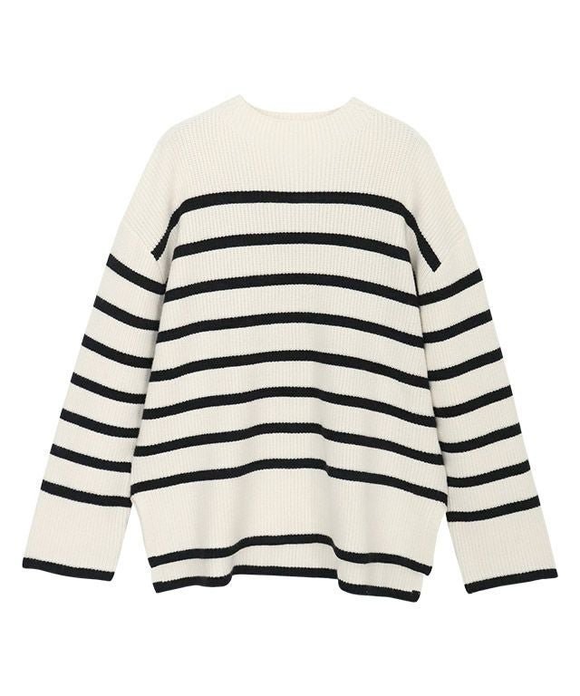 【ピエロ/Pierrot】のボトルネックパネルボーダーニット インテリア・キッズ・メンズ・レディースファッション・服の通販 founy(ファウニー) 　ファッション　Fashion　レディースファッション　Fashion for Women　トップス・カットソー　Cut & Sew Tops　ニット　Knit Tops & Sweaters　プチプライス・低価格　Affordable / Budget Price　ボーダー　Border, Stripe　アイボリー×ブラック|ID: prp329100004973845 ipo3291000000037291728