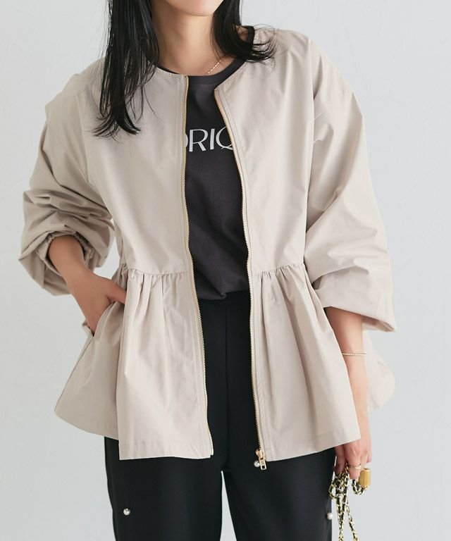 【ピエロ/Pierrot】のヘムフレアノーカラーブルゾン インテリア・キッズ・メンズ・レディースファッション・服の通販 founy(ファウニー) 　ファッション　Fashion　レディースファッション　Fashion for Women　アウター　Coat / Outerwear Collection　レディースジャケット・軽アウター　Jackets　ブルゾンジャケット・スポーティアウター　Blouson Jackets　インナー　Innerwear　シンプル　Simple, Minimal　フェミニン　Feminine, Girly　フレア　Flare, Flared　ブルゾン　Blouson, Bomber Jacket　プチプライス・低価格　Affordable / Budget Price　人気　Popular, Best Seller　162cm / ライトベージュ / M|ID: prp329100004975702 ipo3291000000037299027