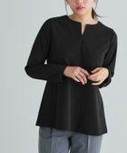 【ピエロ/Pierrot】のキーネックペプラムTブラウス 大人の最旬トレンドファッション＆コーディネート founy(ファウニー) ファッション Fashion レディースファッション Fashion for Women トップス・カットソー Cut & Sew Tops シャツ・ブラウス・オフィスカジュアル Elegant Blouses & Button-Ups 送料無料 Free Shipping インナー Innerwear カットソー Cut and Sewn Top ジャケット Jacket, Outerwear ジョーゼット Georgette, Semi-Sheer Fabric フレア Flare, Flared プチプライス・低価格 Affordable / Budget Price thumbnail 166cm / ブラック / M|ID: prp329100004975708 ipo3291000000037299052