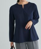 【ピエロ/Pierrot】のキーネックペプラムTブラウス 大人の最旬トレンドファッション＆コーディネート founy(ファウニー) ファッション Fashion レディースファッション Fashion for Women トップス・カットソー Cut & Sew Tops シャツ・ブラウス・オフィスカジュアル Elegant Blouses & Button-Ups 送料無料 Free Shipping インナー Innerwear カットソー Cut and Sewn Top ジャケット Jacket, Outerwear ジョーゼット Georgette, Semi-Sheer Fabric フレア Flare, Flared プチプライス・低価格 Affordable / Budget Price thumbnail 166cm / ネイビー / M|ID: prp329100004975708 ipo3291000000037299053